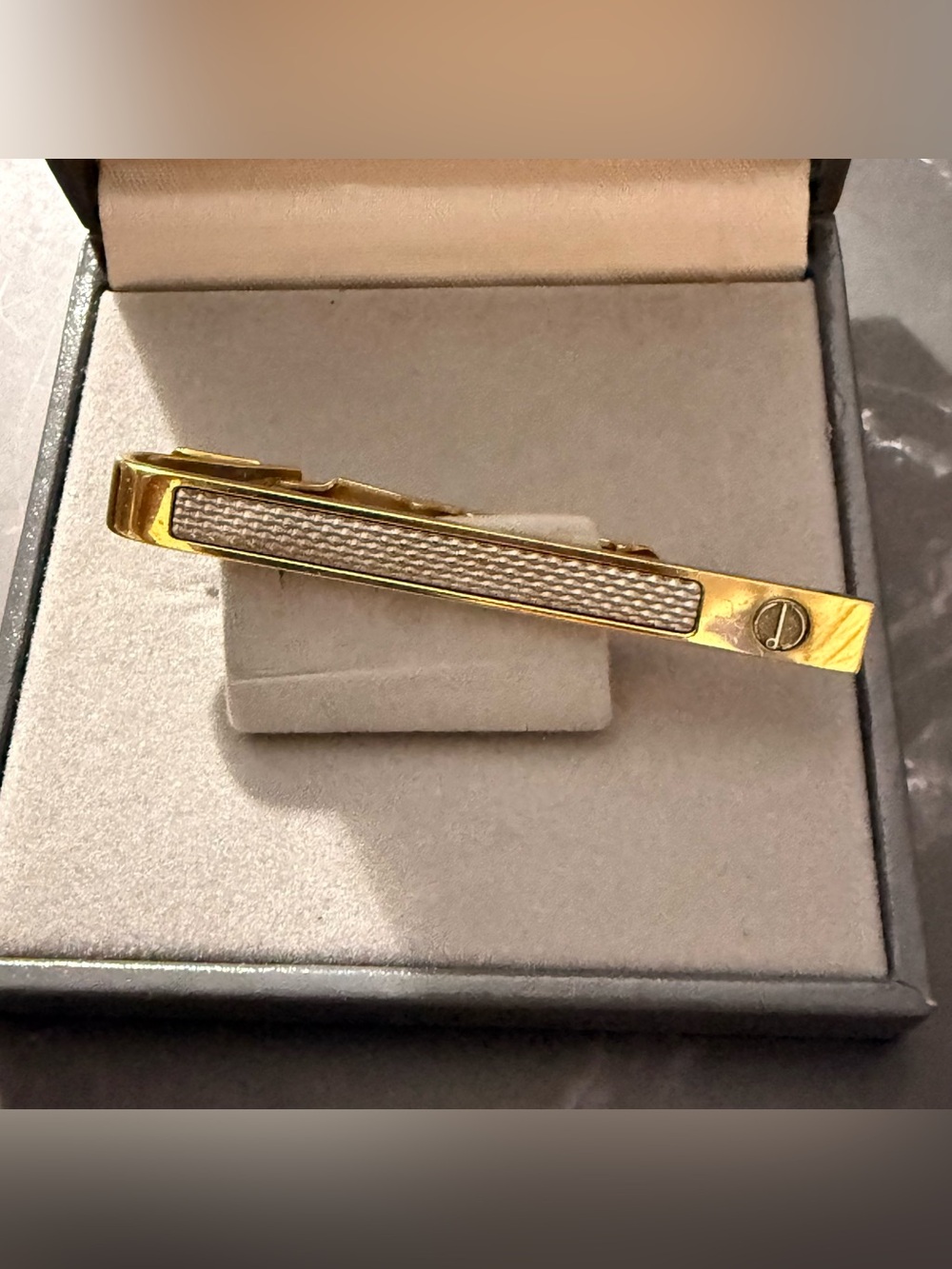 Dunhill Gold and Silver Two-Tone Textured Tie Bar No box included
